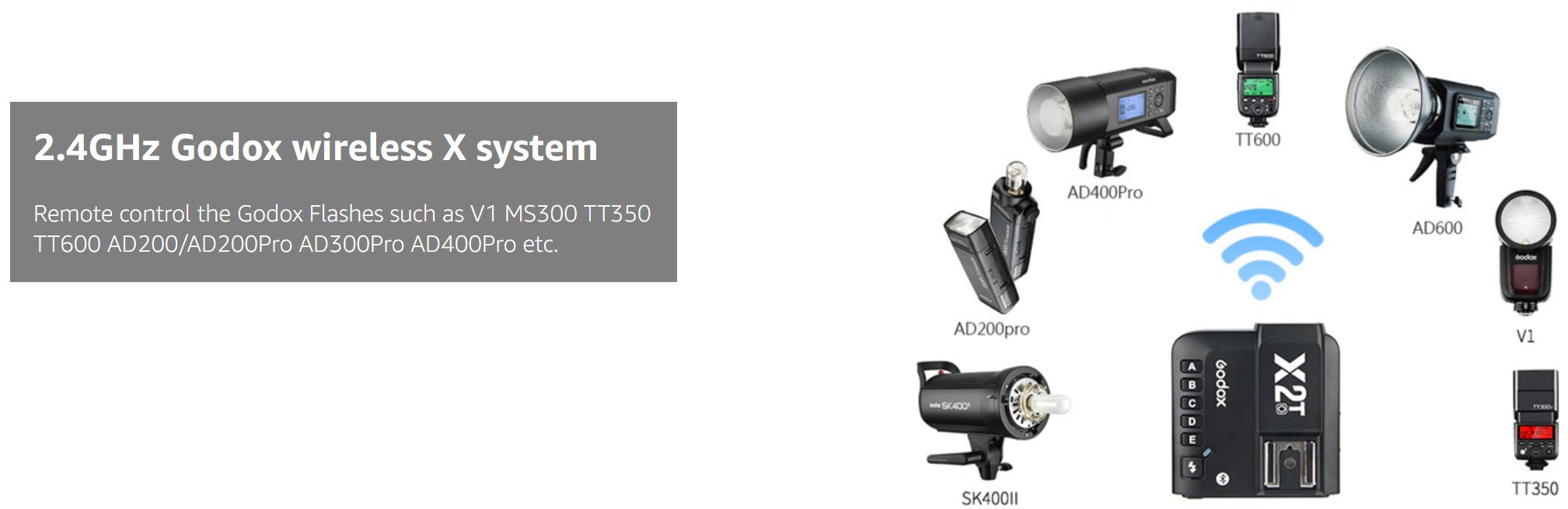 Godox X2T TTL Wireless Flash Trigger, Bluetooth Connection, 1/8000s HSS,5 Separate Group Buttons, Relocated Control-Wheel, New Hotshoe Locking, New AF Assist Light