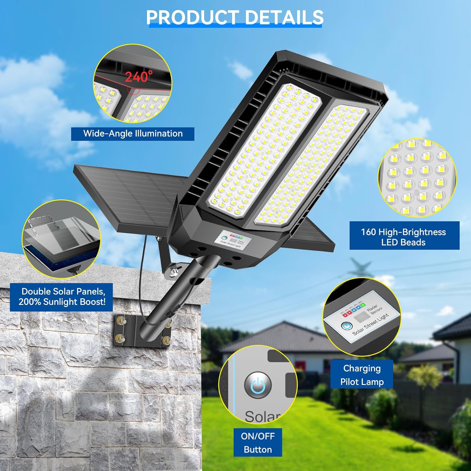 HYKOONT TW16 Utral Dual Solar Sanels Solar Lights Outdoor - All-Weather Performance Dual Solar Light, 6500K Daylight, Large Lamp Beads, Optical Convex Lens, Motion Sensor and Remote Control, Dusk to Dawn for Yard HYKOONT TW16 Utral Dual Solar Sanels Solar Lights Outdoor - All-Weather Performance Dual Solar Light, 6500K Daylight, Large Lamp Beads, Optical Convex Lens, Motion Sensor and Remote Control, Dusk to Dawn for Yard