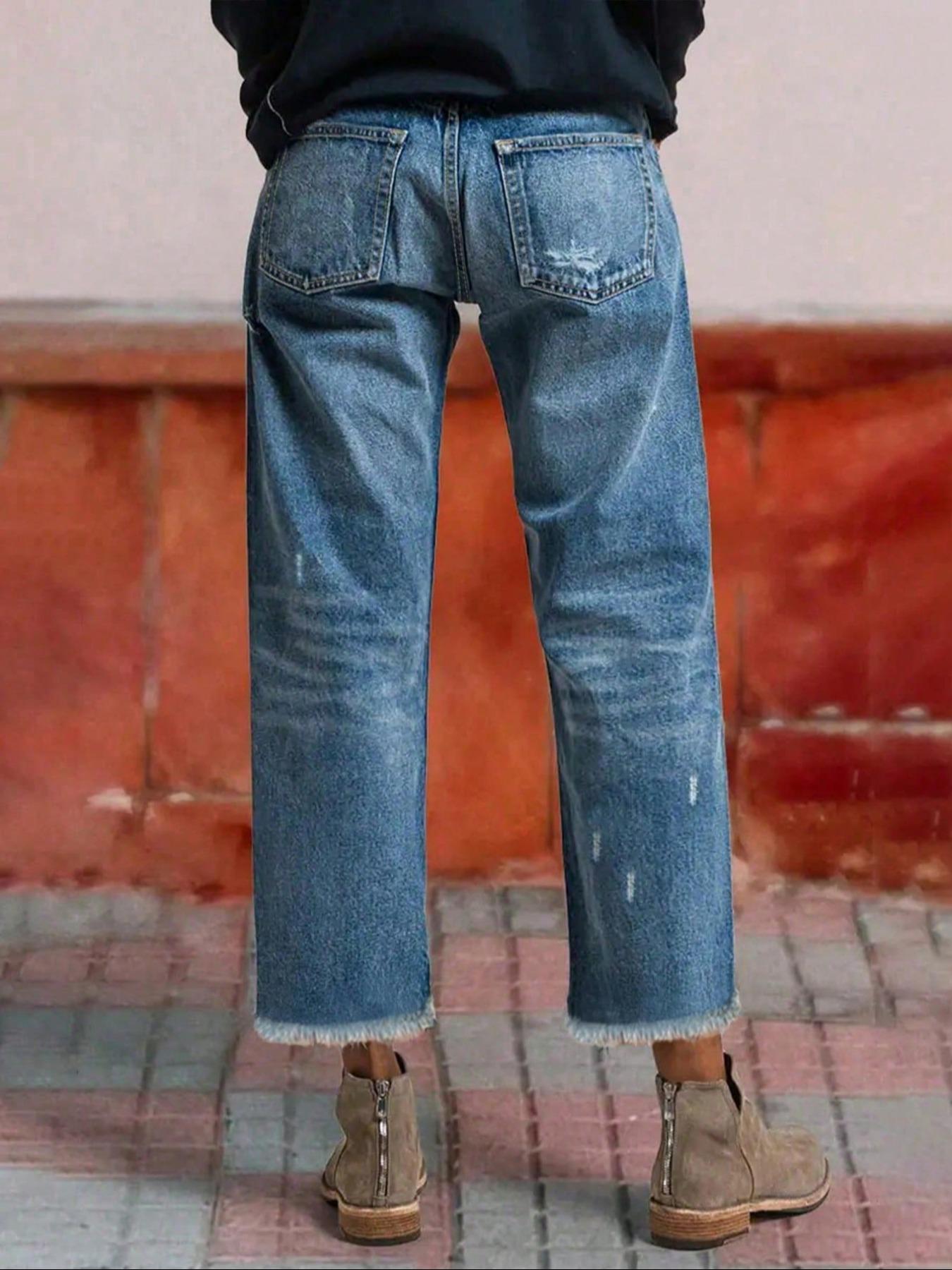 Women's Loose-Fit Denim Jeans, Casual Straight Leg Pants, All-Season Wearable, Bottoms Perfect for Dating & Outdoor Activities