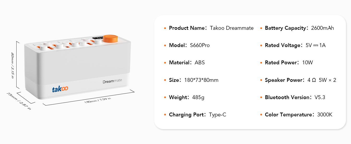 Takoo White Noise - Mixable 3 in 1 Speaker - Portable Sleep Aid, Sound Machine, 8 Adjustable Nature Sounds, Bluetooth Speaker, 30-Level Night Lights, 11 LED Ambient Breathing Lights, Timer, Bedroom Gadgets, Baby, Nursing, toddlers