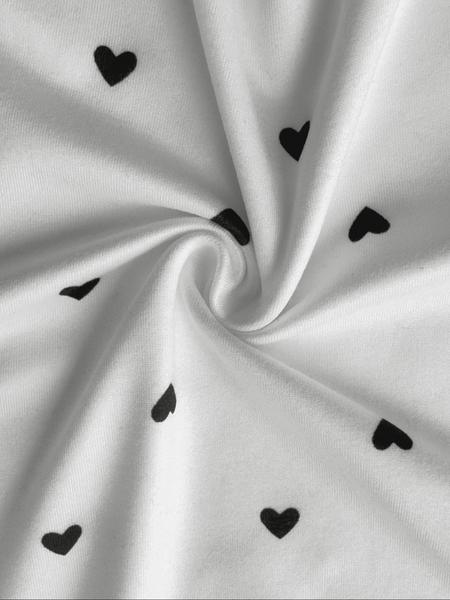 Heart Print Long Sleeve Short Top, Slim Fit Elastic Tee, Bottom Heart Pattern, Fashion Y2K Style Shirt, Cute Casual Wear