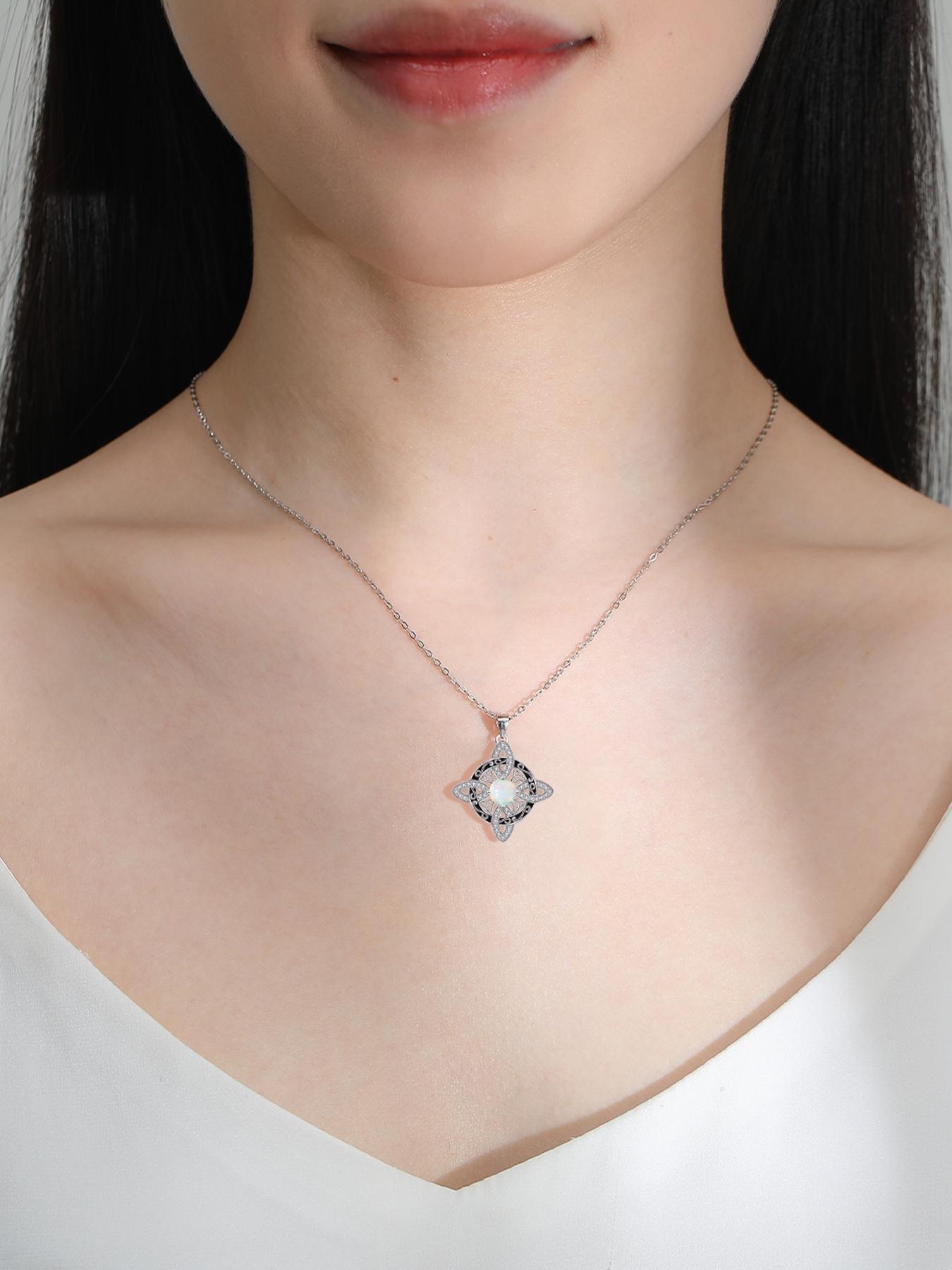 Moonstone Witches Knot Necklace With Blessing Message Card,  Good Luck Irish Knot Necklace, Protection Jewelry Gift for Women, Charm Necklace