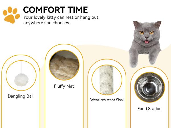 Yitahome Cat Hidden Litter Box Enclosure Furniture with Shelves and Charging Station, Cat Washroom Wooden Cabinet with Cat House Condo, Adjustable Feet, Feeding Station, Scratch Post