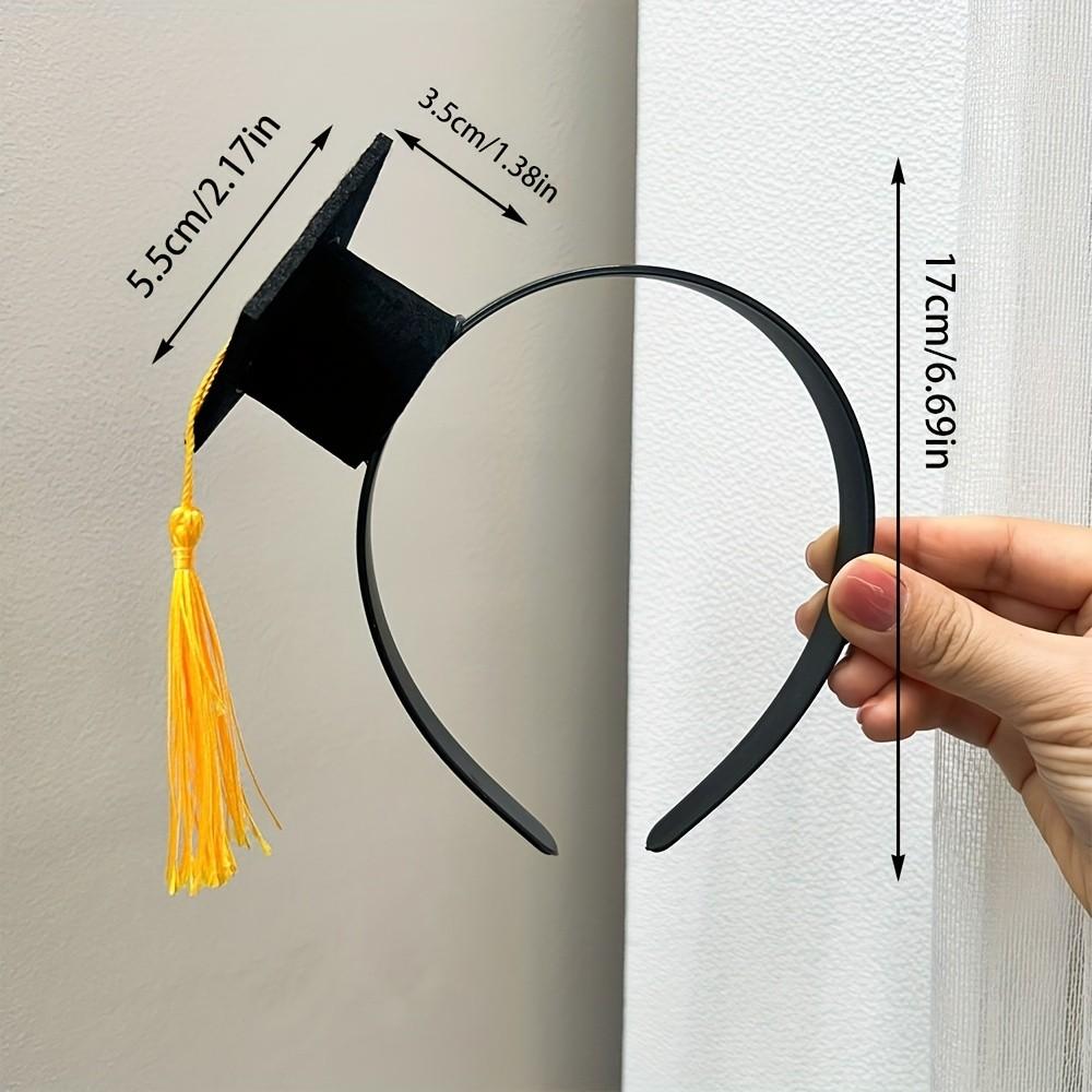 [Black Graduation Cap] 1pc Black Graduation Cap Headband | Woven Non-Woven Fabric, Doctoral Hat Design, Four Seasons Popular Culture Theme, Suitable for Dressing Up And Gifts