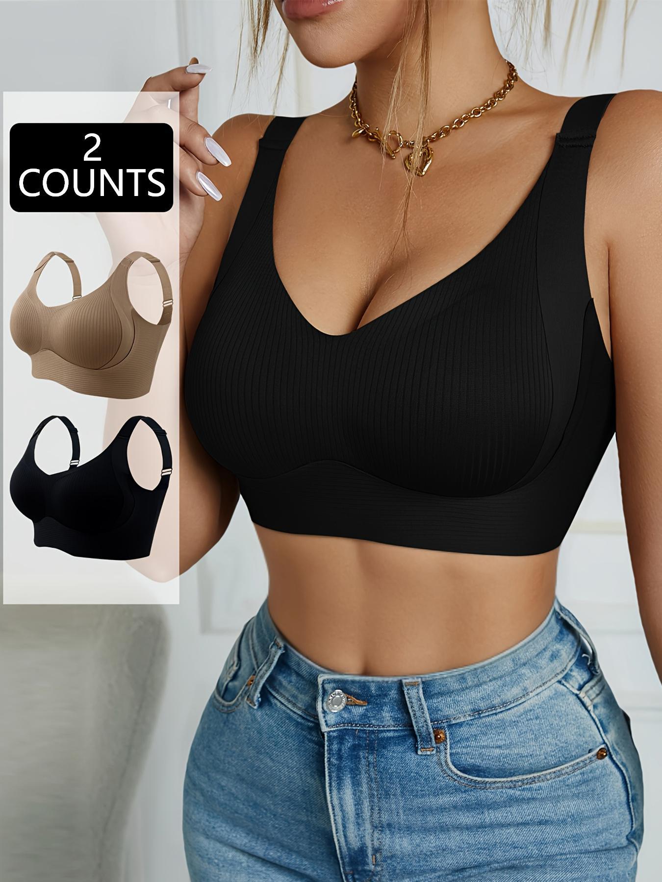 Women's Wireless Bra Set, Seamless Medium Support, Adjustable Straps, Comfortable Breathable Fabric, Casual Style, All Seasons Wear