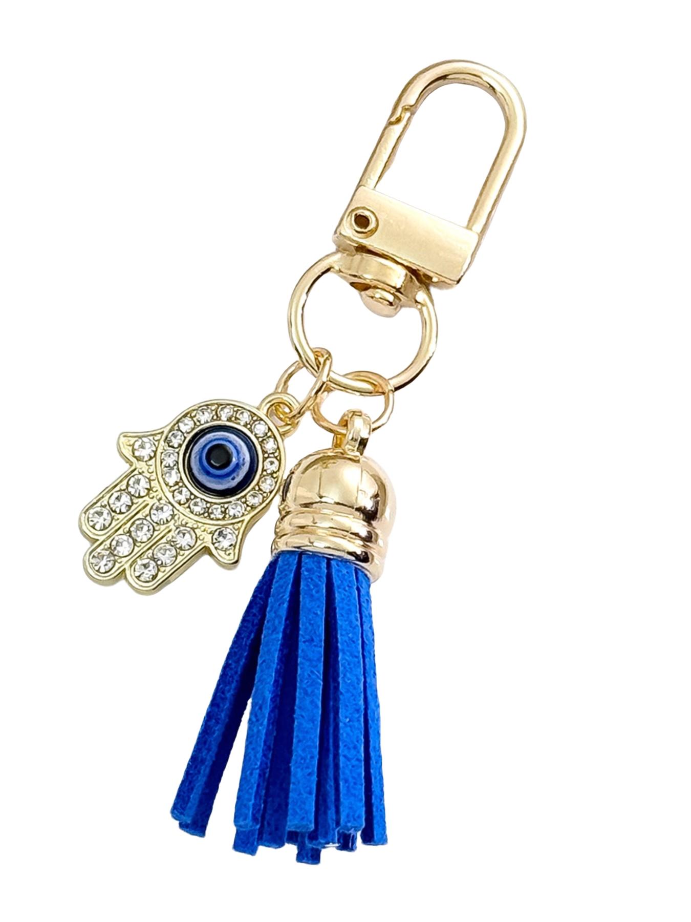 Fashion Creative Devil Eye and Elephant Palm Pendant Keychain Bag Charm, Friendship Gift, Unique Accessory for Daily Use