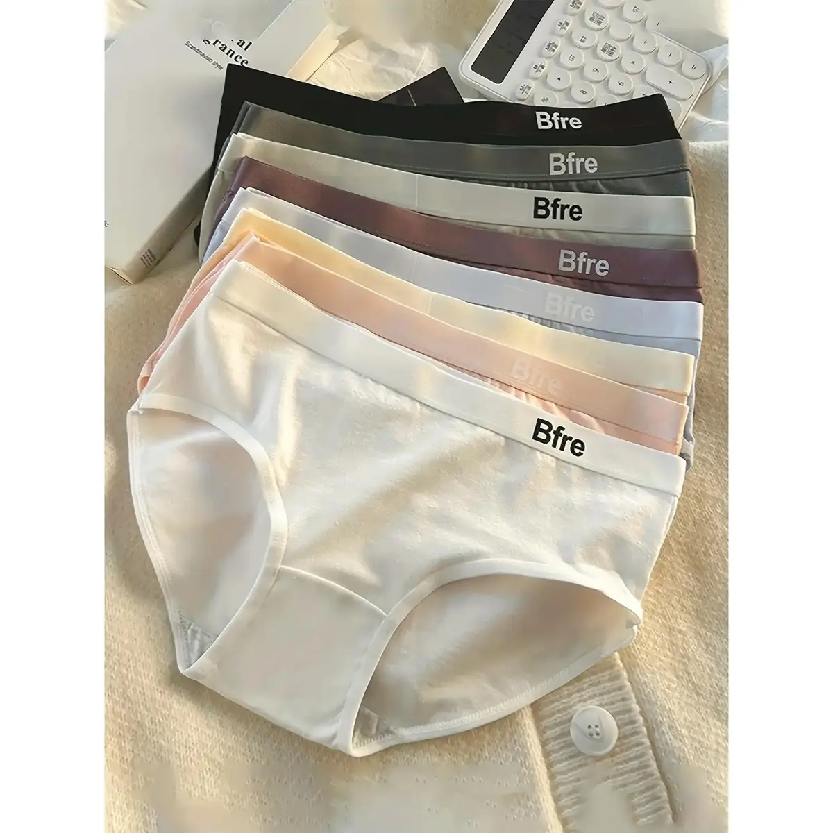 Girls' Soft Cotton Low-Waist Briefs 8-Pack - Alphabet Graphic Knit Panties with Elastane, Breathable Regular Fit for Everyday Wear