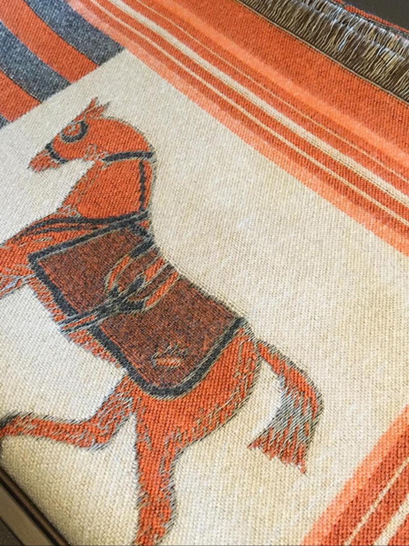 Women's Vintage Horse Pattern Tassel Decor Boho Style Scarf, Casual Soft Warm Shawl for Fall & Winter, Fashion Accessories for Women & Girls