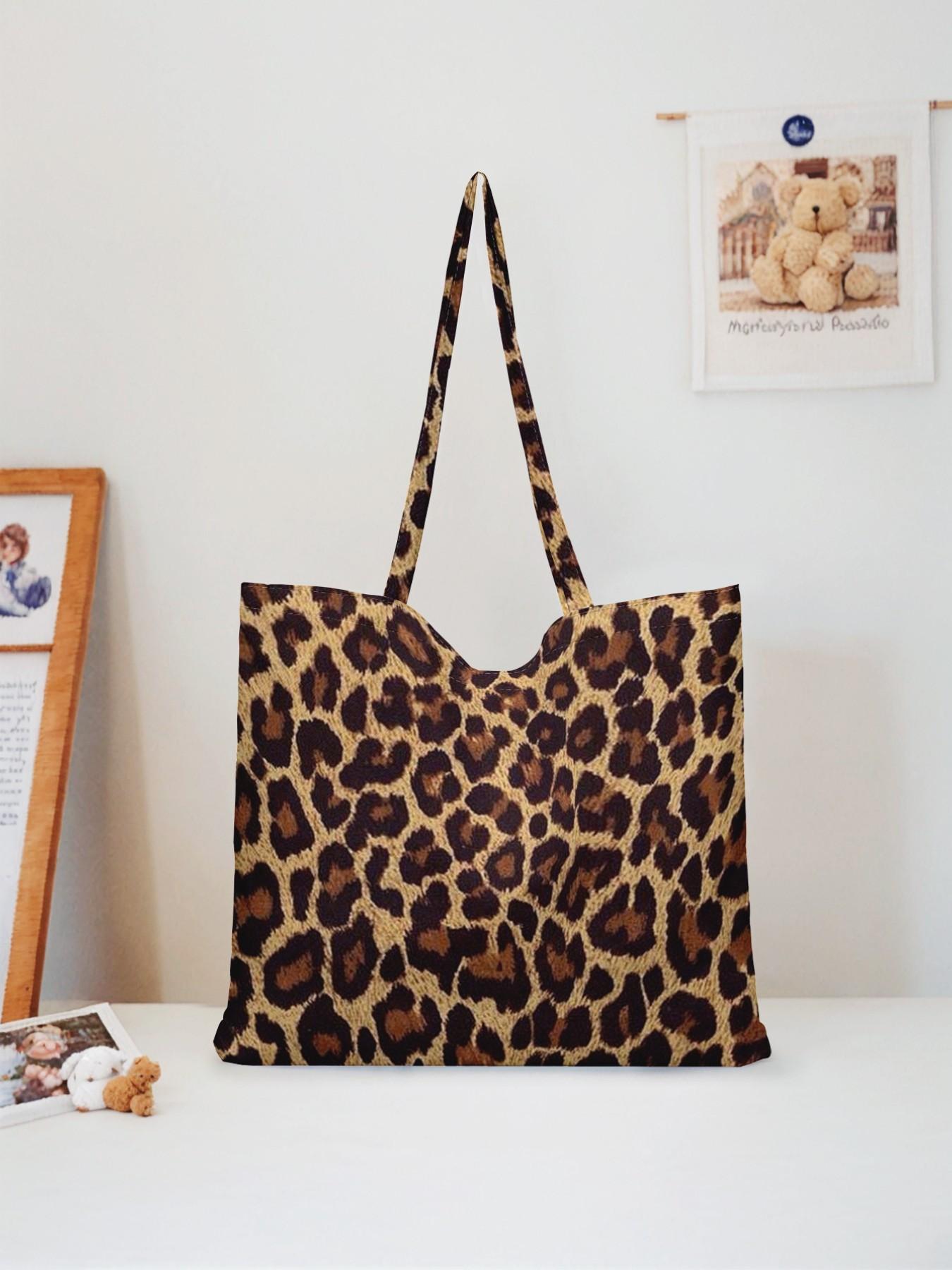 Tiger Pattern Printed Shoulder Bag, Stylish Reusable Handbag, Multifunctional Shopping Bag for All Seasons, Random Print Design, Stylish Tote Bag
