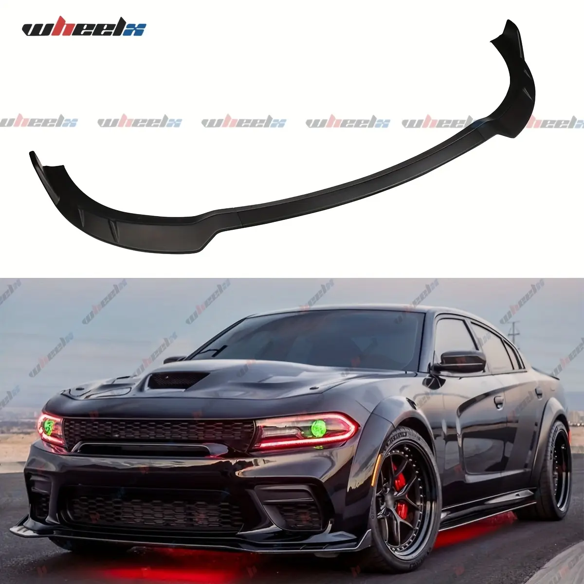 For 2015-2024 Dodge Charger Front Bumper Lip - For SRT Hellcat 392 Scat Pack GT R/ T Daytona Air Dam Lower Chin Spoiler Splitter Protection Body Kit (Matte Black/ Carbon Fiber Pattern/ Glossy Black), Aggressive Look, Bumper Lip Set