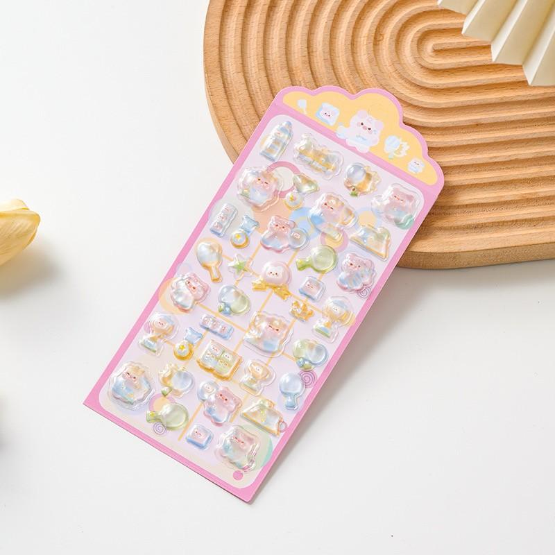 Cute 3D Resin Stickers, Cartoon Animal Food Hand Account Decorative Stickers, Fun and Creative Paper Craft Supplies