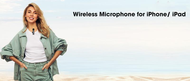 Wireless Lavalier Microphone for iPhone/Smartphone, 2 Mini Lapel Microphones with Clearer Audio for Video Recording, Interview, Vlog，Noise Reduction Device Noise Cancellation Stereo Wireless Lavalier vlogging  tools