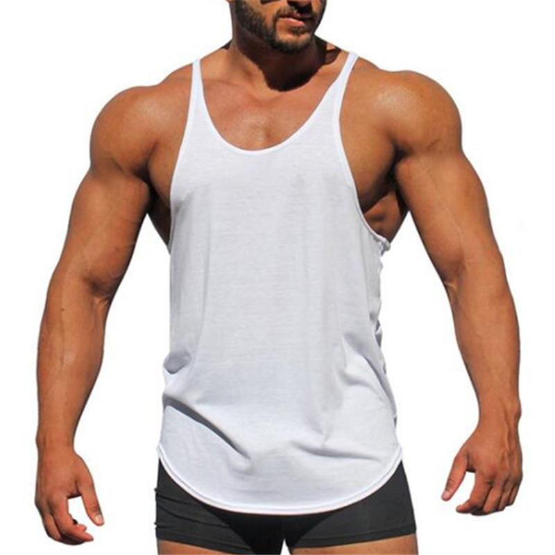 Men's Y-Back Crossback Cross Strap Pure Cotton Fitness Wear Sports Tank Top - Lightweight Short Sleeveless Gym Apparel with Curved Hem, Standard Sizes, Sporty Chic Knot Design for Gym Workouts