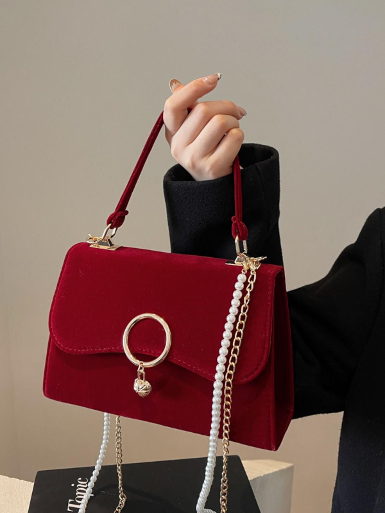 French Style New Vintage Sweet Wine Heart Handbag for Women, Trendy Fashion Accessory, Perfect for Daily Use and Special Occasions