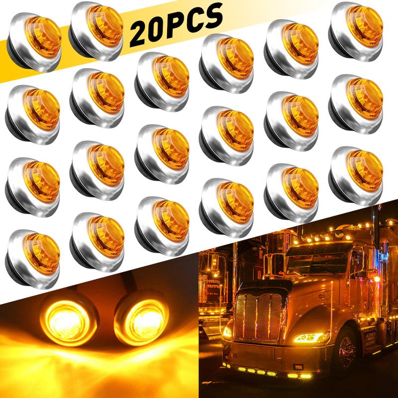 20X 3/4" Round Amber LED Side Marker Light With Stailness Base for Truck Trailer 20X 3/4" Round Amber LED Side Marker Light With Stailness Base for Truck Trailer