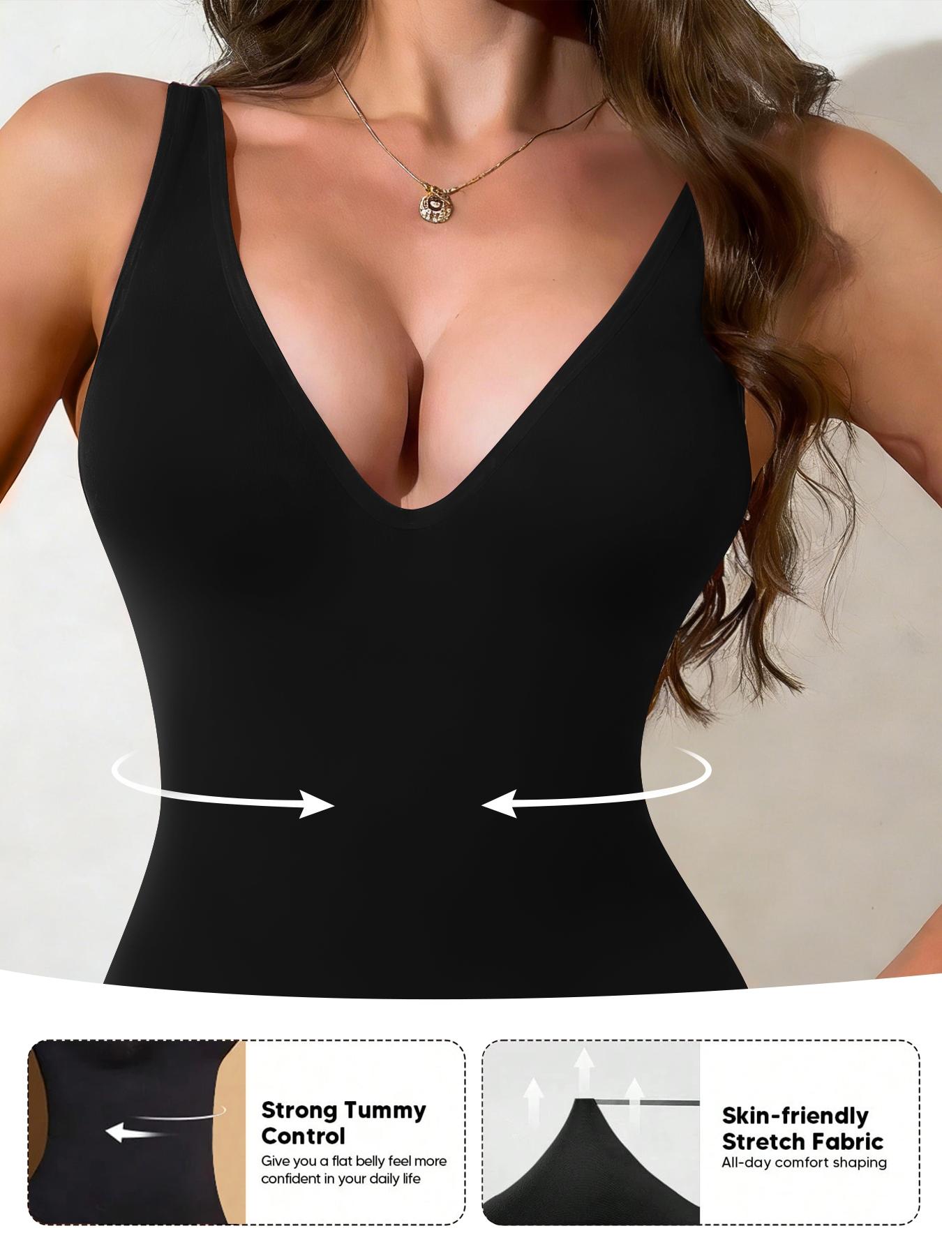 Women's Halter Neck Deep V Tummy Control Crisscross Halter Shapewear Tank Top Sexy Removable Straps Slim Fit For Dailywear All Seasons