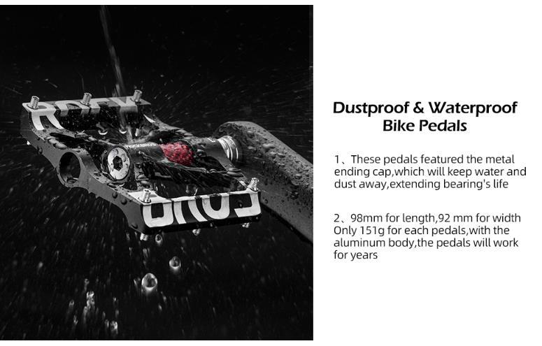 ROCKBROS Mountain Bike Pedals MTB Pedals CNC Non-Slip Lightweight Aluminum Alloy Bicycle Pedals Sealed Bearings Bicycle Platform Pedals 9/16" BMX Road Bike Pedal