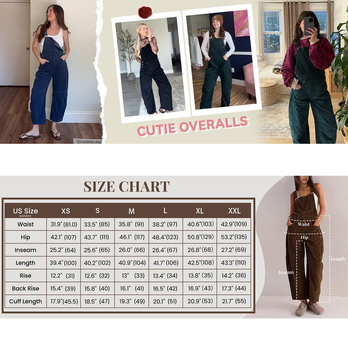 Buenoble Fall Corduroy Overalls for Women Barrel Wide Leg Bib Corduroy Pants Adjustable Romper Jumpsuit with Pockets