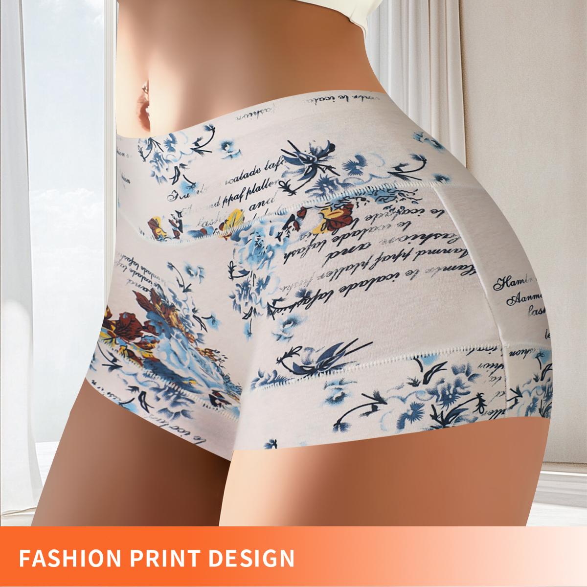 QUASTI Women's 4PCS High Waisted Cotton Pocket Boxer Shorts Panties, Smooth Comfortable Elegant Breathable Safety Shorts Briefs, Skin Friendly Full Coverage Stretch Seamless Lady Shorts for Daily Wear, S XXL