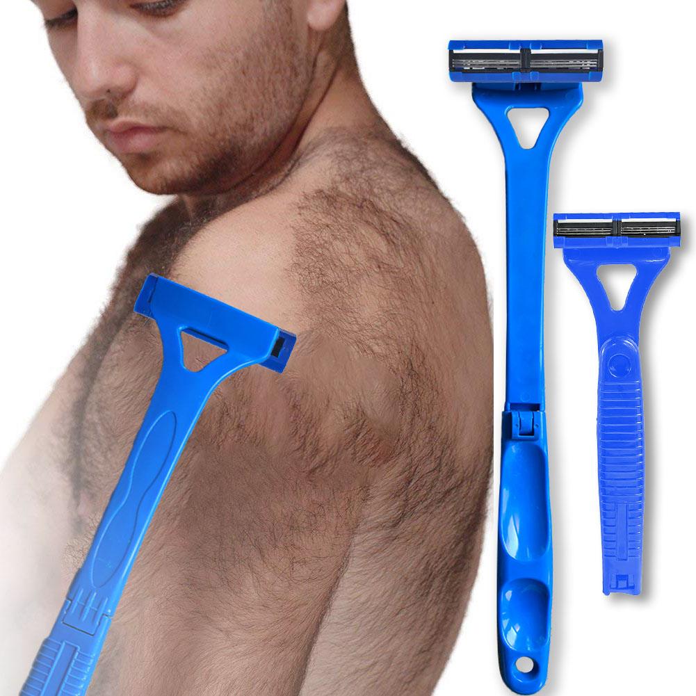 Back Hair Shaver with Foldable Long Ergonomic Handle, Replaceable Safety Blade & Portable Razor Groomer for Men, Wet & Dry Shaving, Safety Razors
