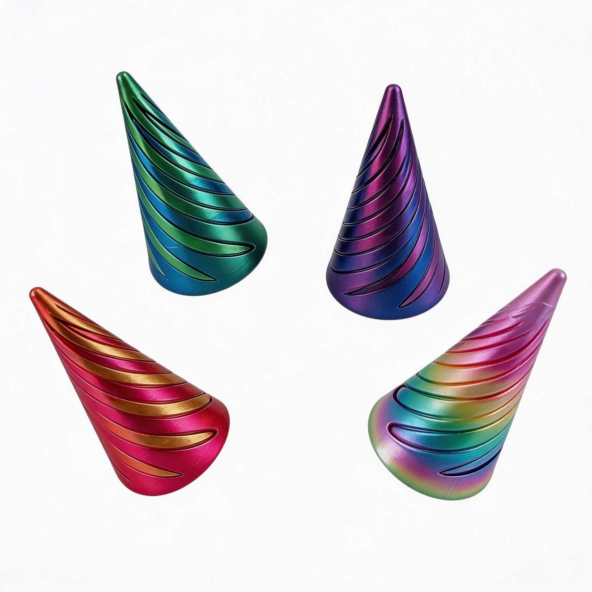 4pcs 3D Printed Spiral Cone Stress Relief Toy, Trendy Colorful Rotating Cone, Adult Finger Stress Toy, Kids Educational Creative Toy, Office Desk Stress Reliever