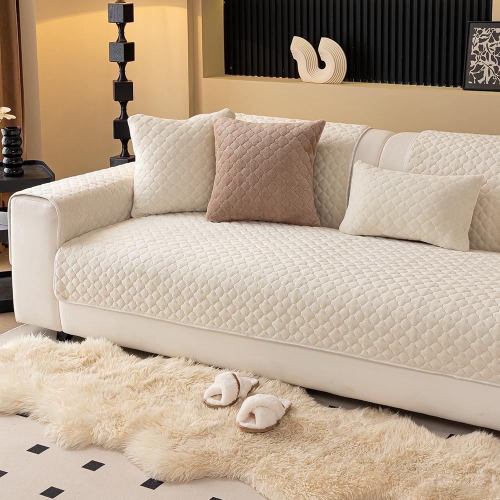 Plush Sofa Cover Set, Soft Sofa Protector, Anti-Slip Dustproof Pet-Friendly Furniture Protector, Washable Dog Bed, Home Decor Essential for 2-5 Seater Sofas