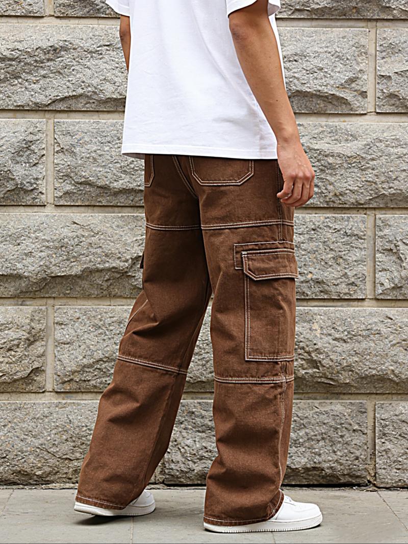 Trendy Functional Style Wide-Leg Pants, American Retro Pocket Cargo Pants for Versatile, Chic and Comfortable Casual Wear