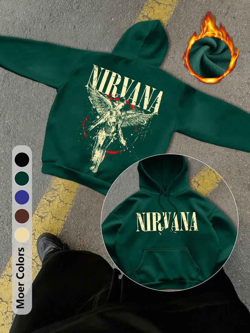 Gothic "NIRVANA" rock style printed men's regular fashion hoodie printed long-sleeved hooded sweatshirt jacket