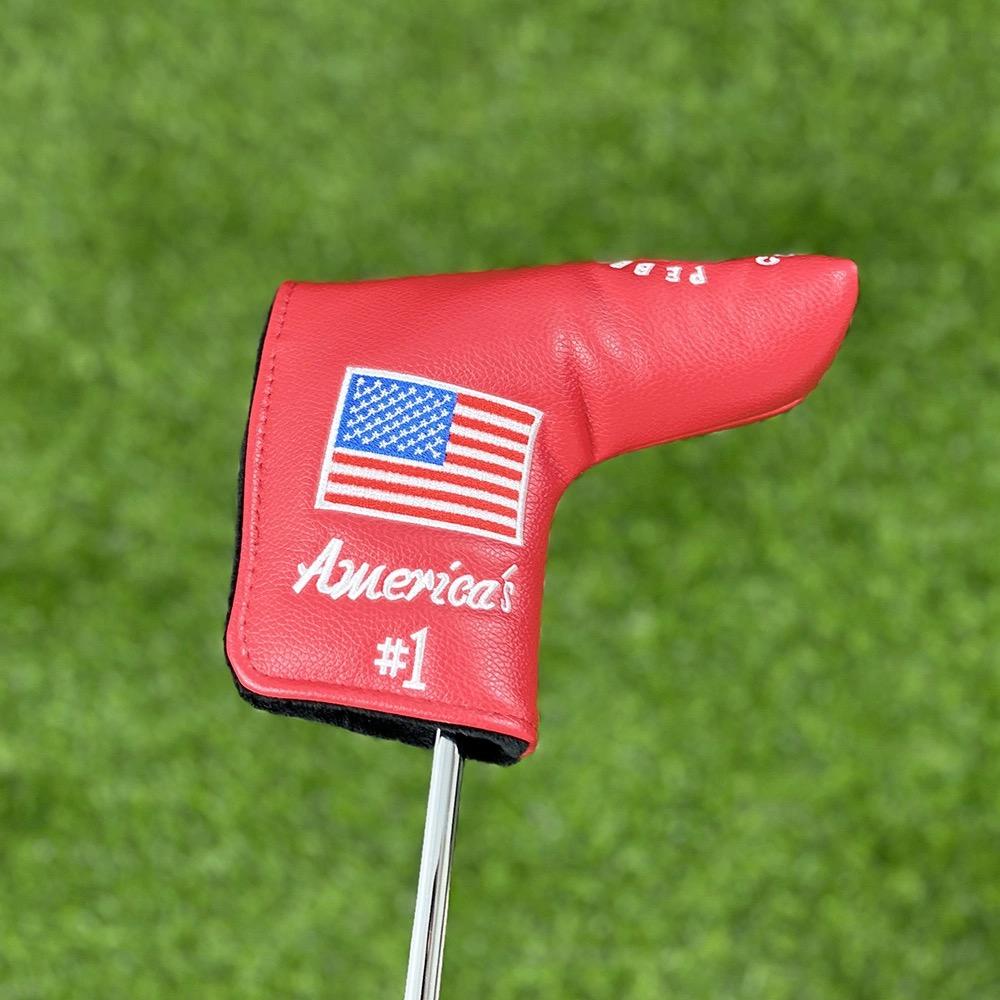 Premium Leather Golf Putter Cover Pebble Beach Golf Putter Headcover American Flag Golf Headcover Golf Putter ProtectorGolf Accessories for Men Golf Gift for Golfers Waterproof Golf Putter Cover