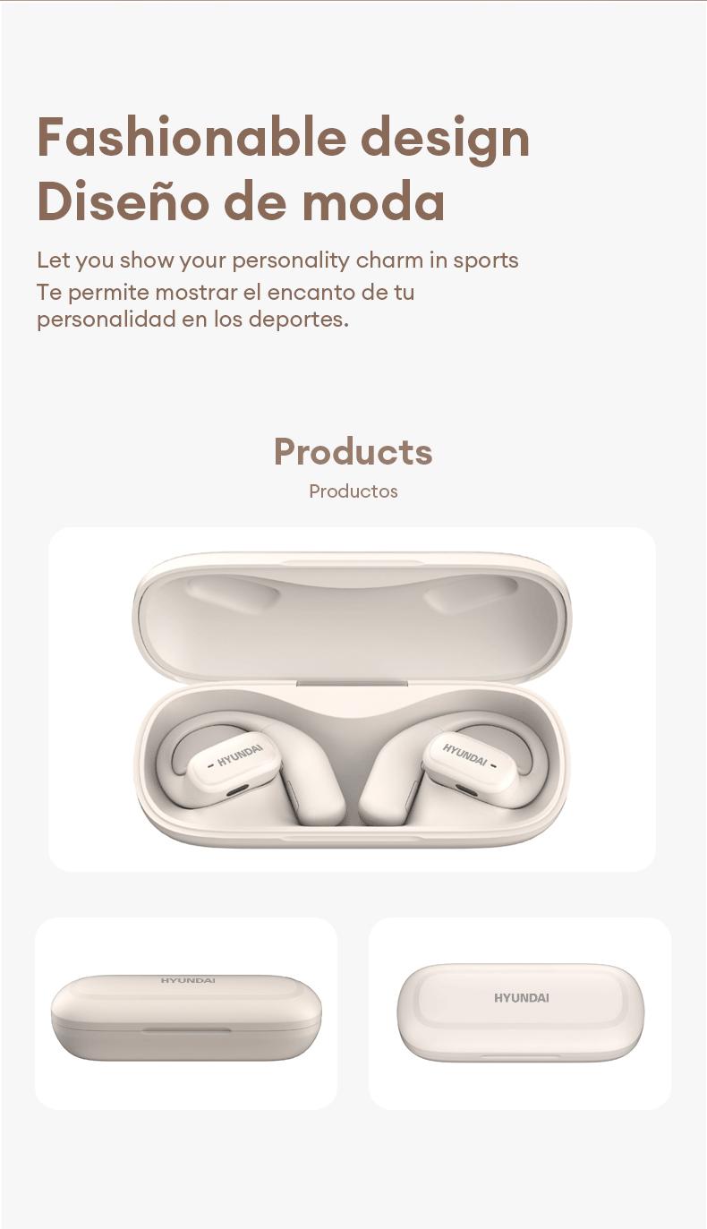 HYUNDAI Q2 OWS Health Detection Bluetooth Earbuds Surround Natural Sound Effect & Noise Reduction Headset with Mic, Breathable Open-ear Ergonomic Design Headphones