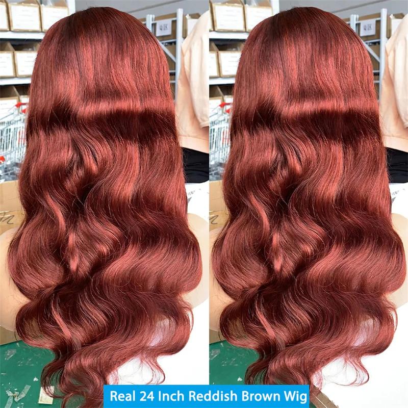 Bling Hair Human Hair Wigs Color 33# 99J 4# Nature Color Wigs 13x6 Body Wave  Lace Frontal Wig 180% Density Transparent Lace Front Wigs For Women