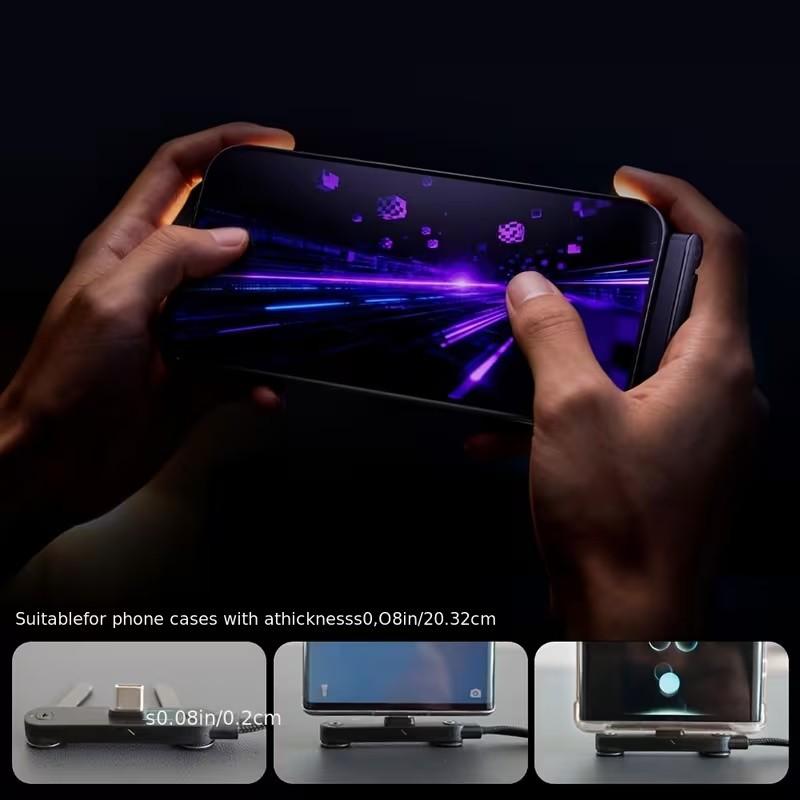 Side-mounted mobile phone charging cable, two-in-one invisible fixed charging cable, 65W fast charging cable with  phone stand, suitable for iPhone 15-17, all Android models are applicable, festival gift