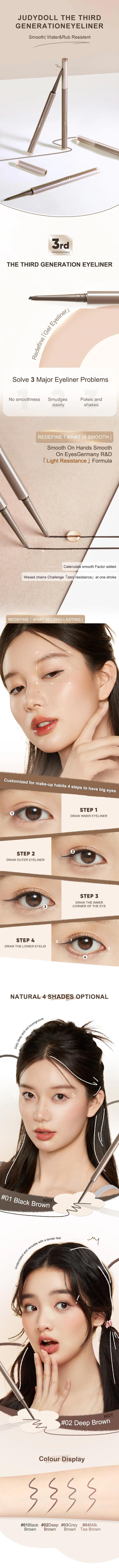 JUDYDOLL Precisely Depicted Slim Gel Eyeliner, Matte Long-Wearing Formula, Non-Clumping, Smooth Texture, For Outer And Inner Eyeliner, High-End Finish, Beginner-Friendly, Travel-Friendly, Party, Prom, Giftable, Makeup Product, Spring Gift, Refresh Look