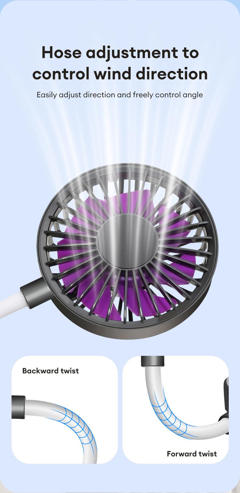 MGALL UF07 Magnetic Bracket Mini Fan – Lightweight & Portable, 360° Full-Area Air Supply, 3-Speed Instant Cooling, Adjustable Hose for Precise Airflow, Silent Operation, Handheld Air Conditioner for a Cool Summer