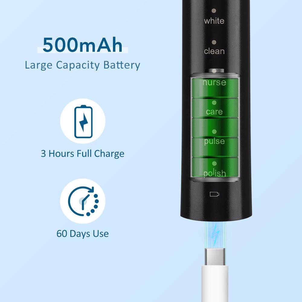 Sonic Electric Toothbrush for Adults Smart Timer 6 Modes Deep Clean Rechargeable Toothbrush with 4 Brush Heads Toothbrush Oral Care