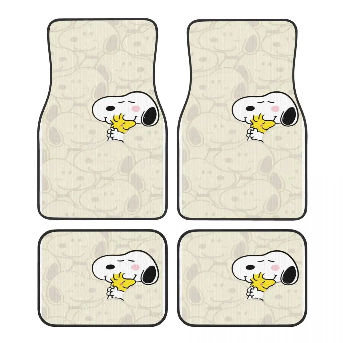 Snoopys Cartoon Dog Universal Fit Car Floor Mats Durable Car Carpet Mat 4pcs with Anti-Slip Backing Fit for SUV Vans