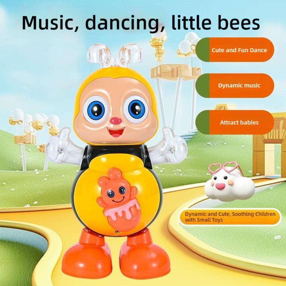 11cm Singing And Dancing Cartoon Bee Electric Light Cute Bee Children's Early Education Toys Make Sounds Family Interactive Toys