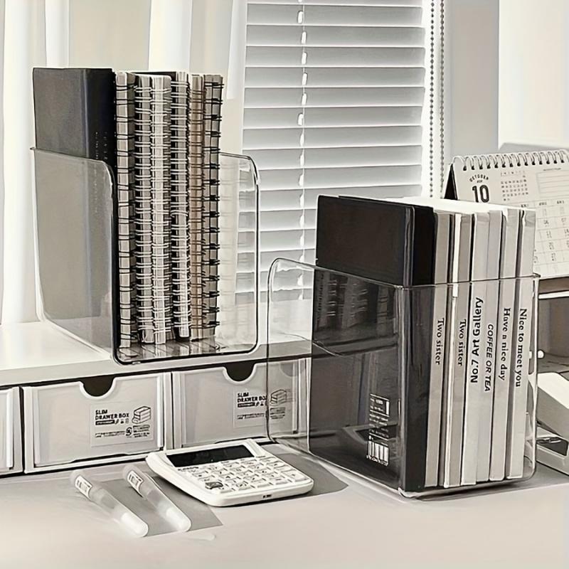 1PC/2PCS Invisible Transparent Acrylic Bookends, Non-marking Desktop Book Baffle, Minimalist Transparent Space-saving Design, Anti-slip Partition Organizer Universal for Students Office Books and File Storage