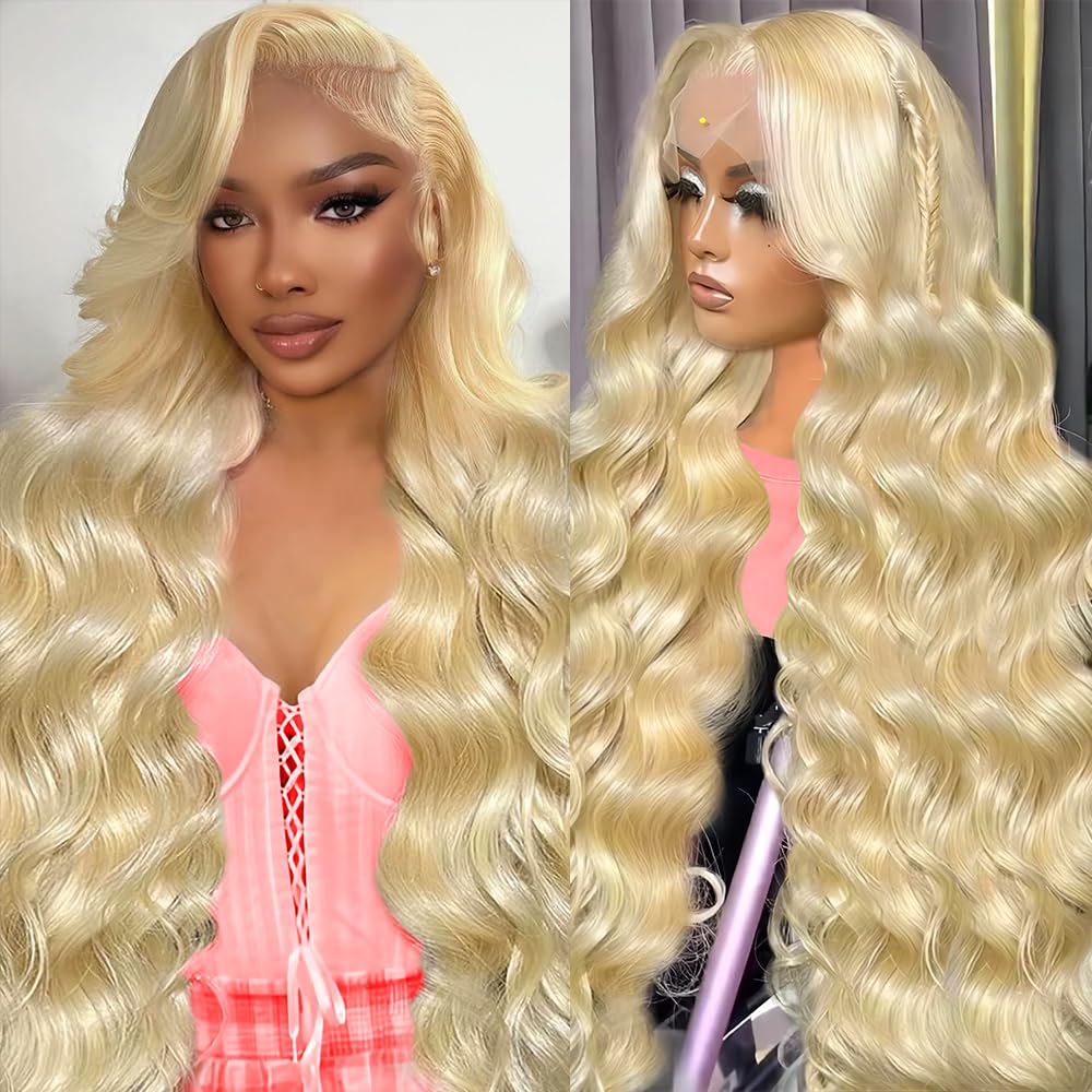 613 Lace Front Wig Human Hair 13x4 Transparent Lace Blonde Lace Front Wigs 613 Body Wave Lace Front Wigs Human Hair Pre Plucked 613 HD Lace Frontal Wig 180% Density