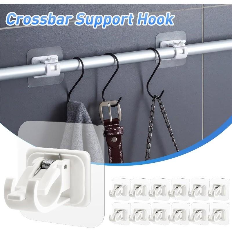 2pcs Curtain Hooks Curtain Rod Clamps Holders Perforation-free Adhesive Bracket For Living Room Bedroom Home