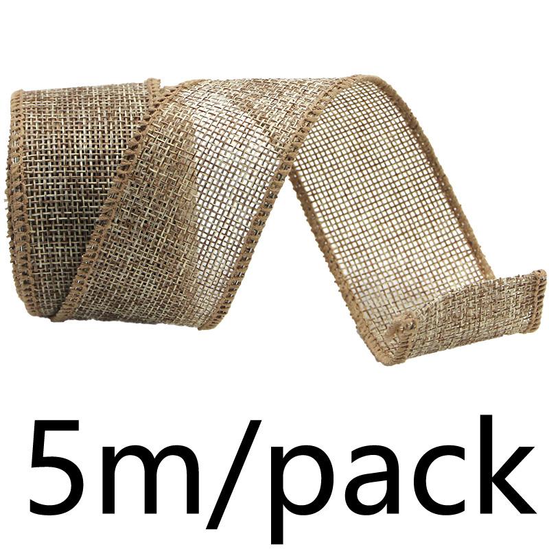 Hemp Ribbon for Large Bows and Wreaths, Imitation Hemp Ribbon, 4cm Width, 5m Length, Perfect for Christmas Tree Decor, Gift Wrapping, Tie Bands