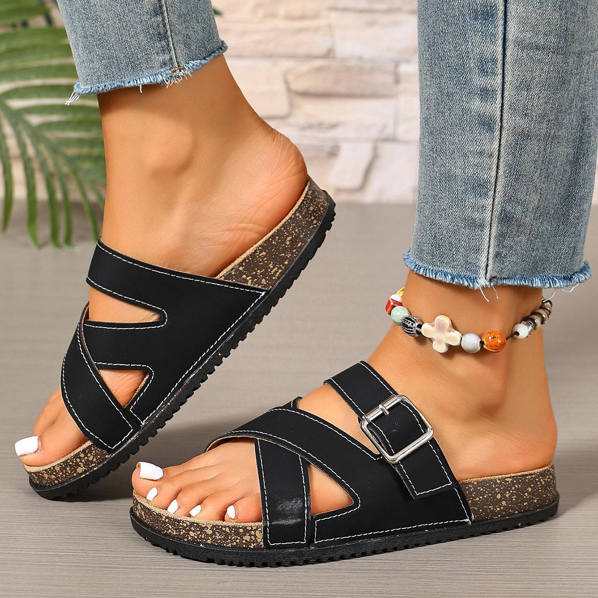 2026Casual printed Women sandals with velcro, Casual Summer Footwear, are versatile and cozy, perfect for going out in summer.