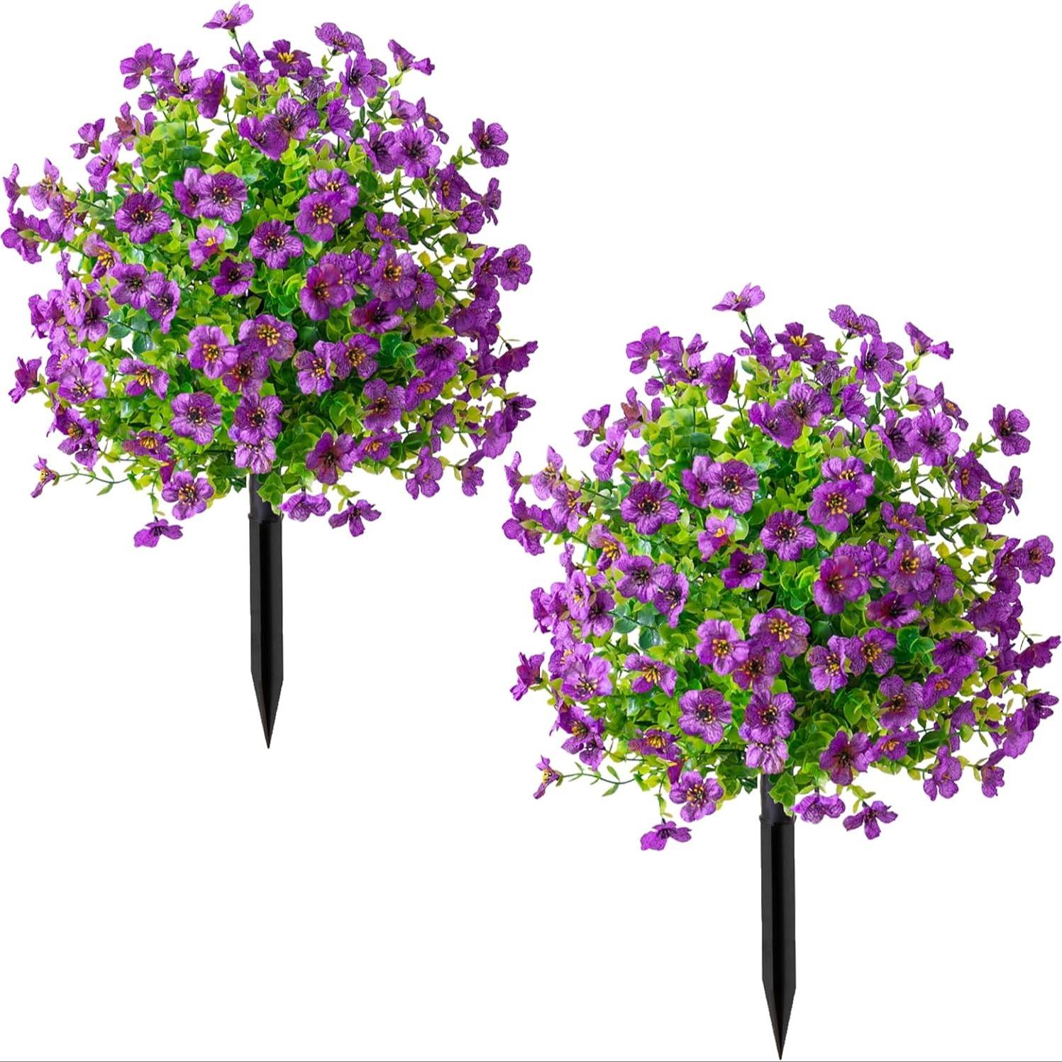 21 Inch Artificial Flower Stake Outdoor Decor - Multi-Color Garden Stakes for Yard & Lawn, No Fade Heavy Duty Plastic, All Season Decoration (Mixed Color)