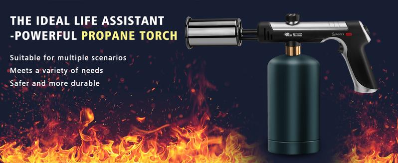 ARTFLAMM Powerful Propane Torch Gun, Grill Gun with Turbo Mode & Safety Lock, Charcoal Torch, Kitchen Blow Torch for Cooking, BBQ, Searing Steak (Tank Not Included)