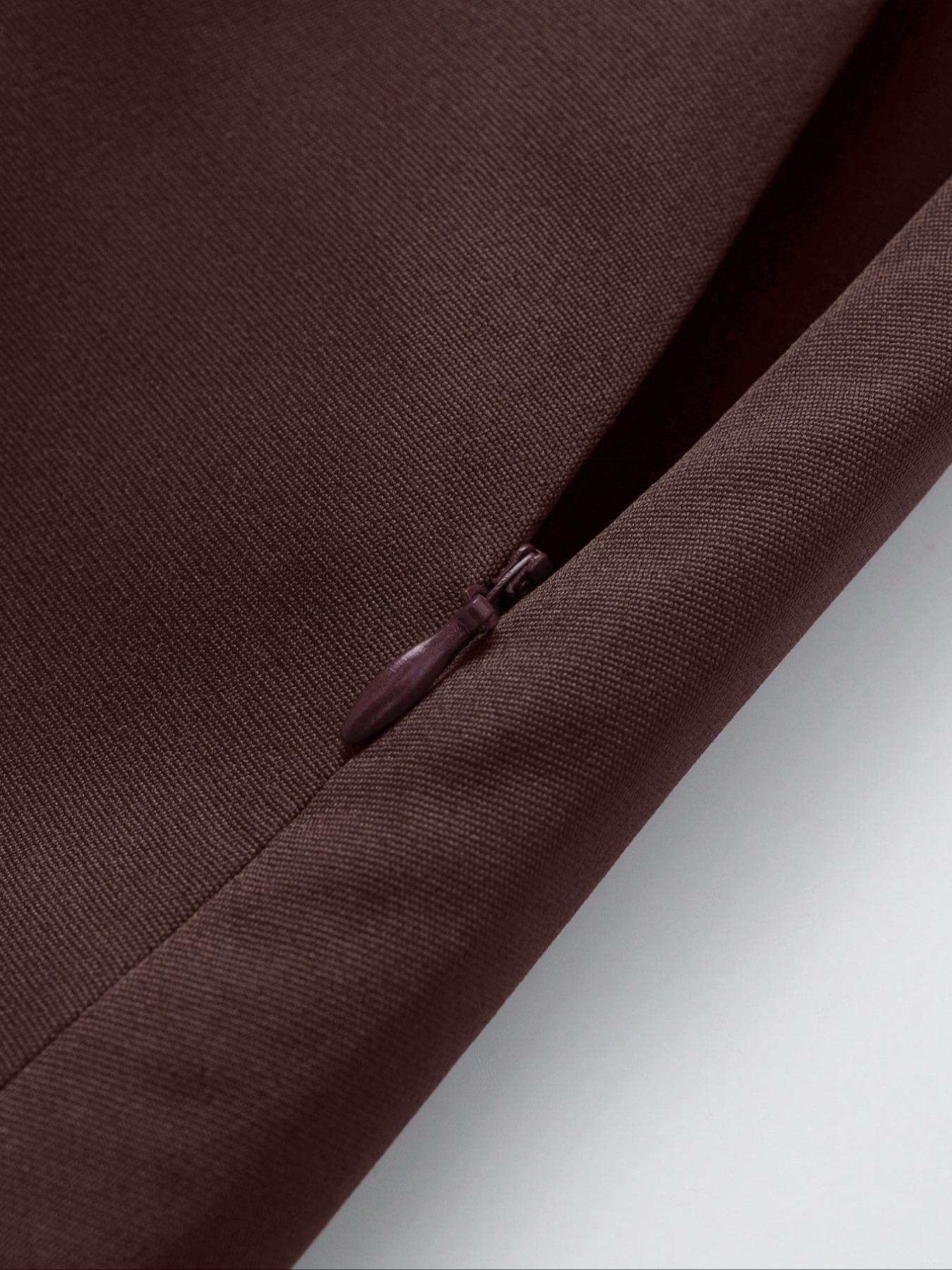 Women's Solid Color Zipper Belted Skirt Pants, Safety Lined Slim Fit Half Skirt, Perfect for Holidays, Home, Daily Wear, Dates, Travel