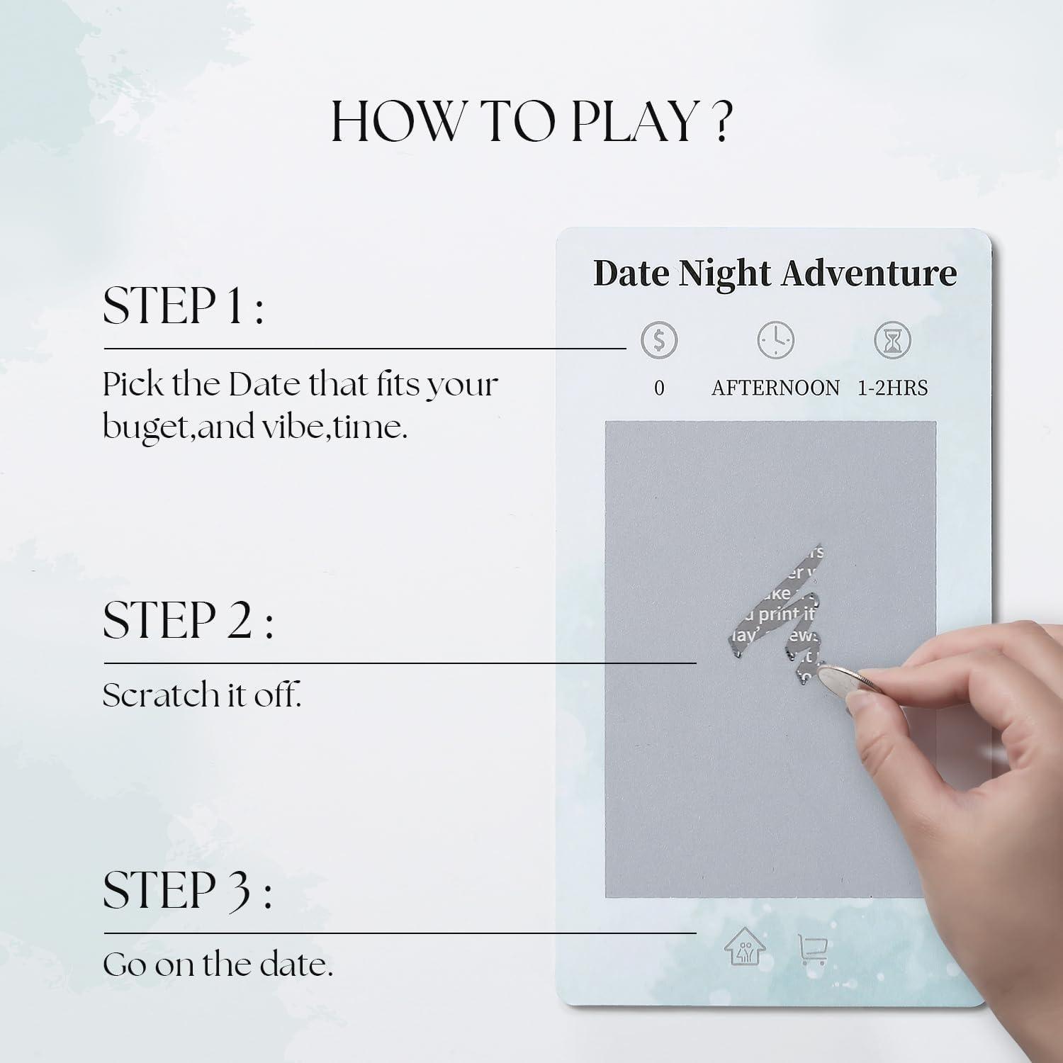 40 Fun Date Night Adventure Scratch-Off Card Game Idea, Fun Party Game Cards, Casual Dating Adventure, Perfect for Gatherings Couple,Romantic Wedding Anniversary Couple Gifts for Him, Her, Men, Boyfriend, Girlfriend, Bride, Husband, Wife, Couples Gifts fo