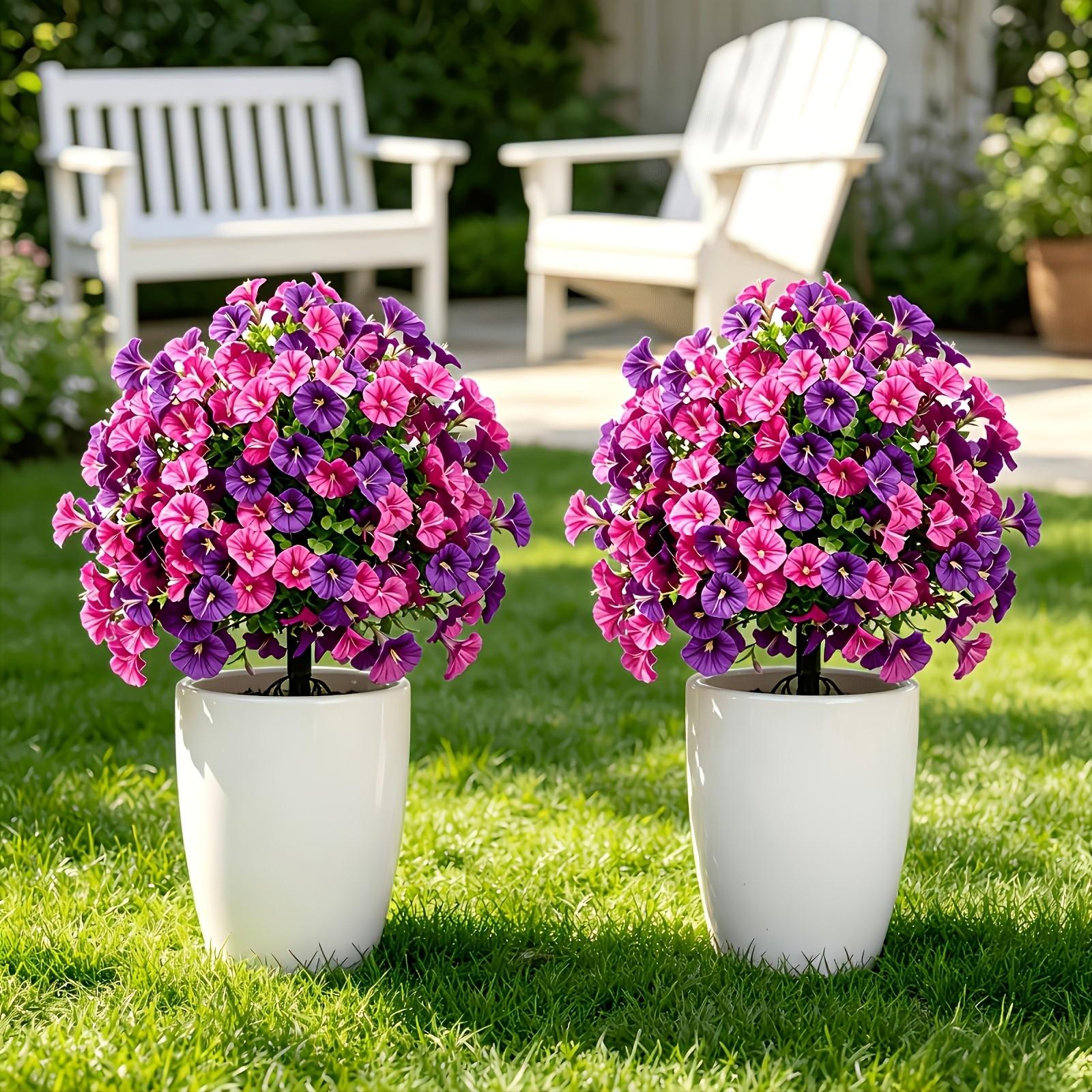 2pcs Large Multi-Color Morning Glory Artificial Flower Arrangements, UV-Resistant Indoor/Outdoor Decor for Home, Hotel, Garden & Wedding Artificial Flower Decorations