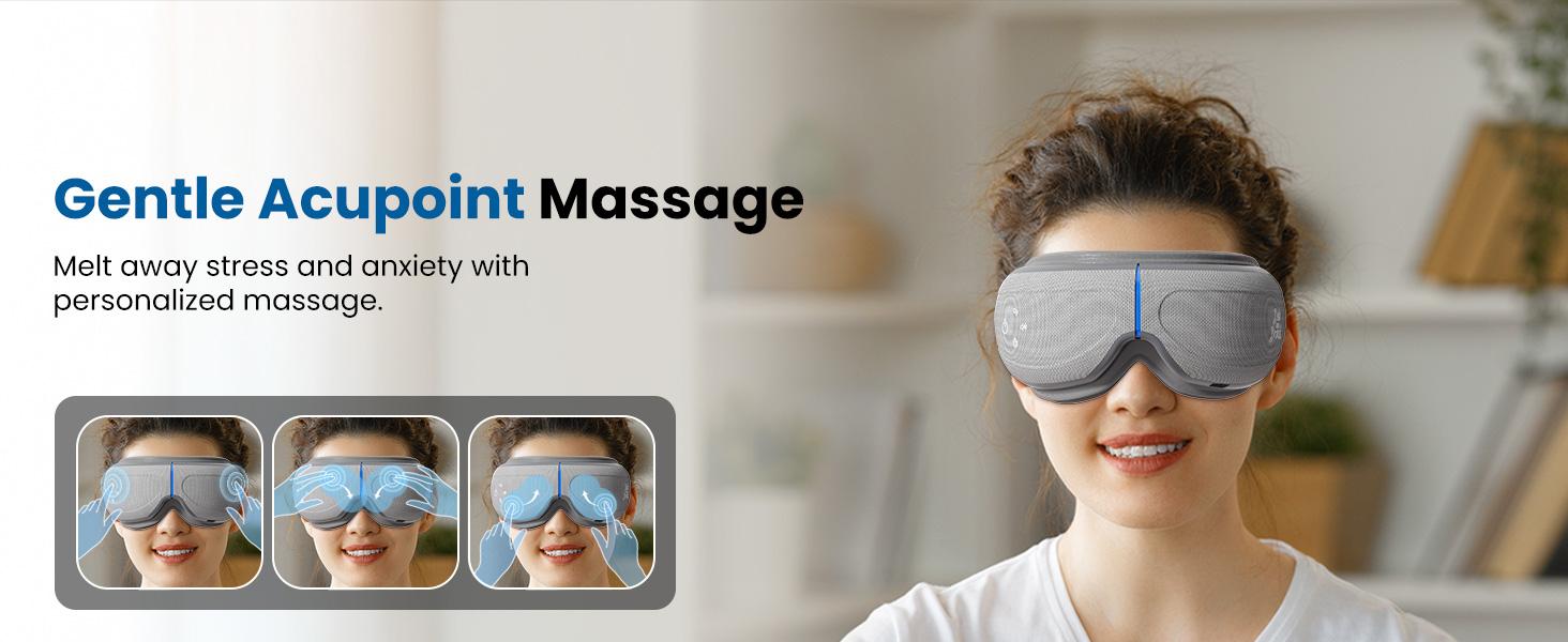 BOB AND BRAD Smart Eye Massager EyeOasis 2 - Adjustable Heated Eye Massager Comfort with Compression Music Therapy Relief for Migraines Relaxation, Pressure Reduce Dry Eye Improve Sleep,Olympic trials Massaging with Storage,Ideal Gifts for  Relieve  Black