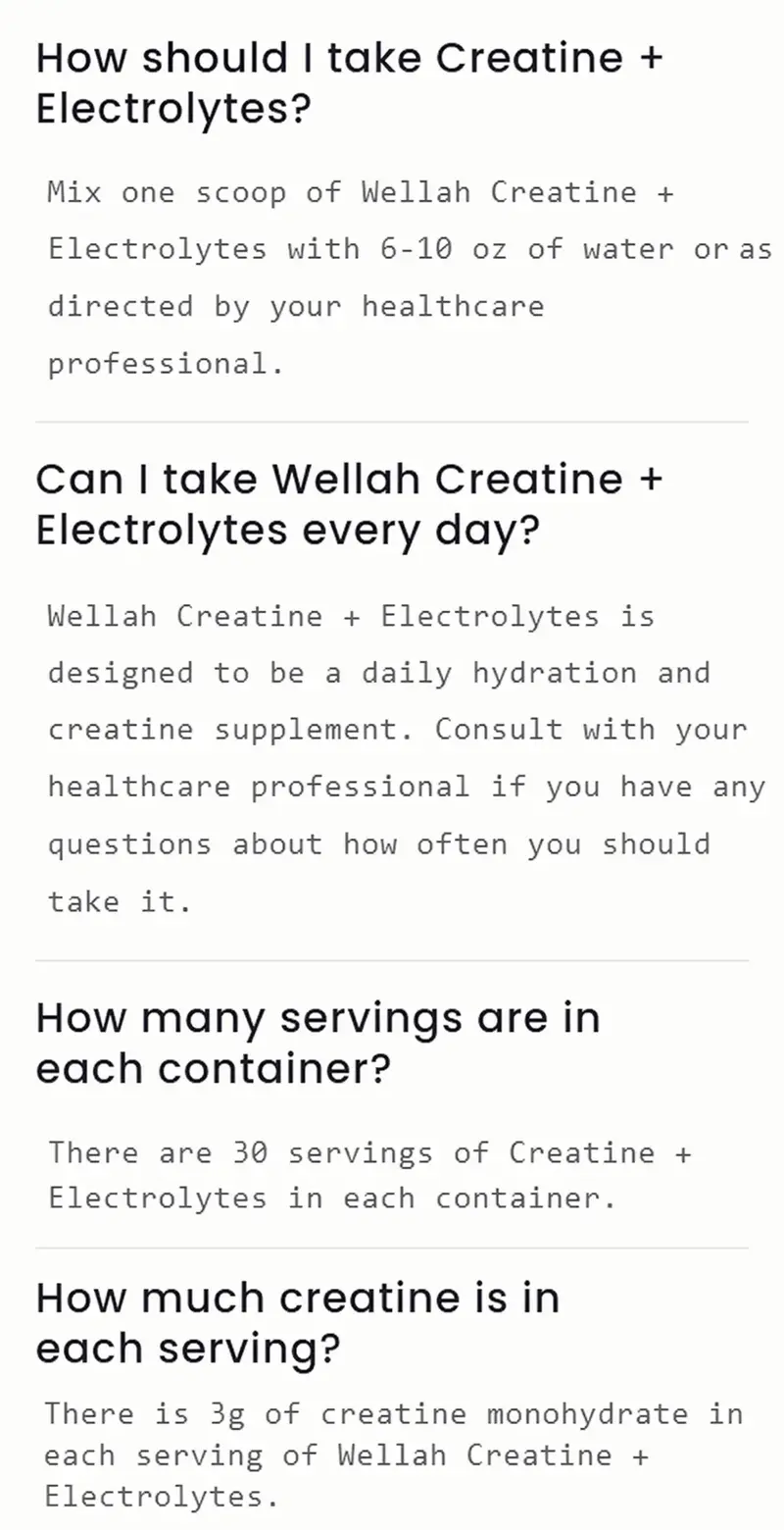 Wellah Creatine + Electrolytes | 3g Creatine Monohydrate & 1500mg Electrolytes Supplement | 30 Serving