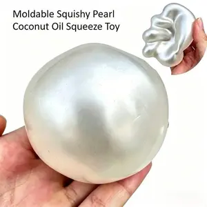 Moldable Squishy Pearl Coconut Oil Squeeze Toy Moldable Stress Ball Squishy Toy Slow Rising Decompression Sensory Toy for Adult